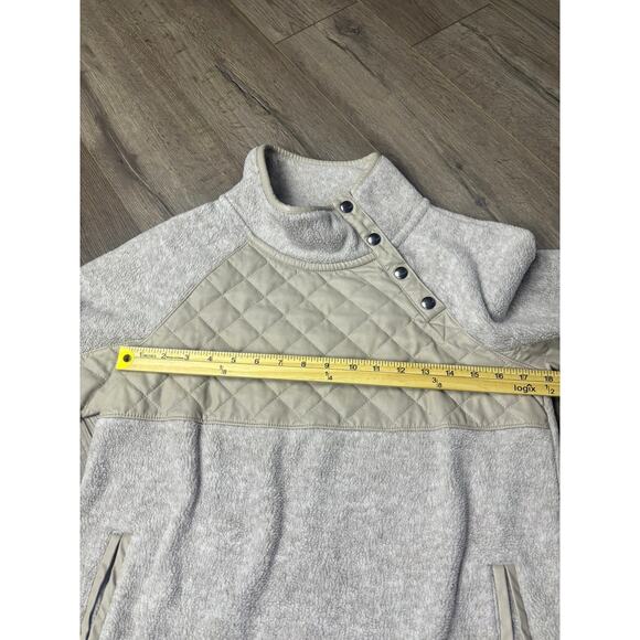 Abercrombie & Fitch Quilted Sherpa Snap Pullover Gray Beige Women’s Medium - Picture 4 of 6